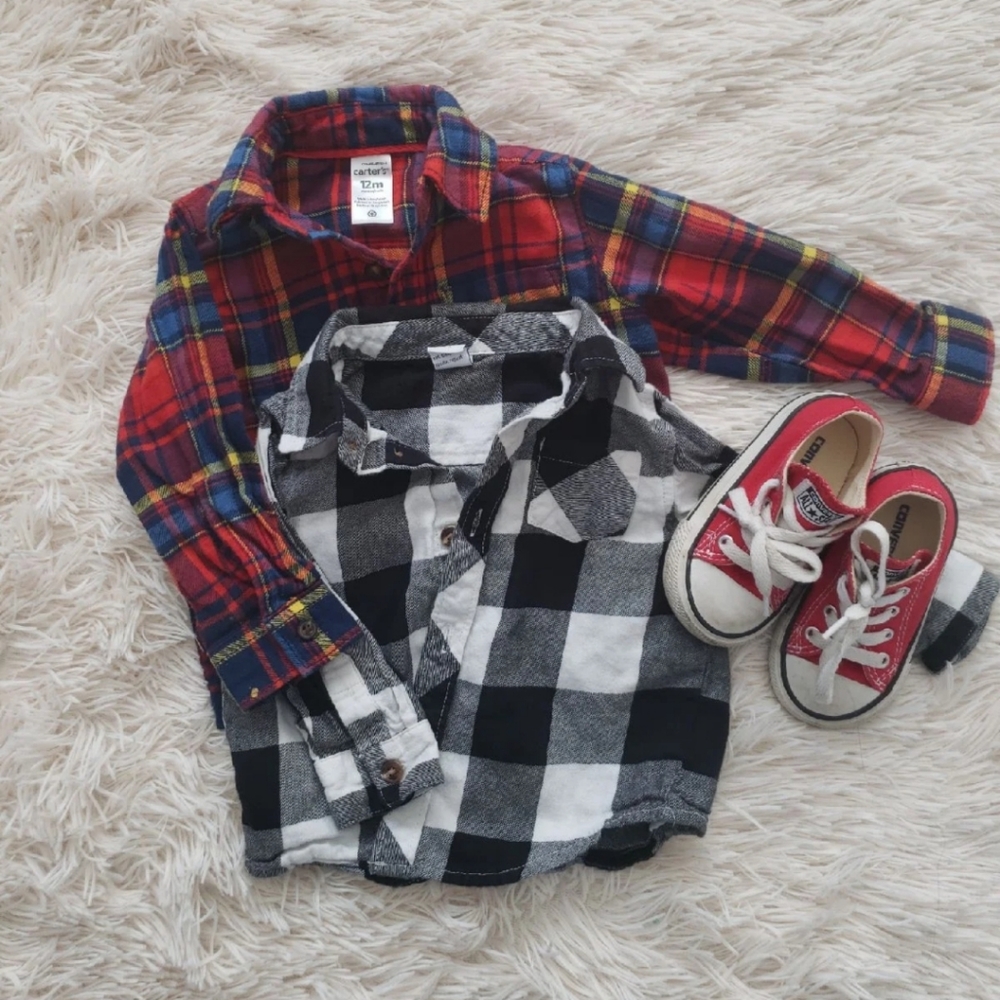 Baby boy plaid dress shirts size 12 months
